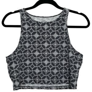 Authentic American Heritage Geometric Crop Tank Top Sleeveless‎ Black White XL